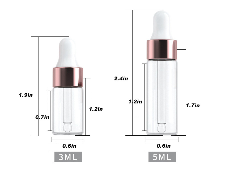 1-5ml rose gold dropper bottle glass liquid filling bottle