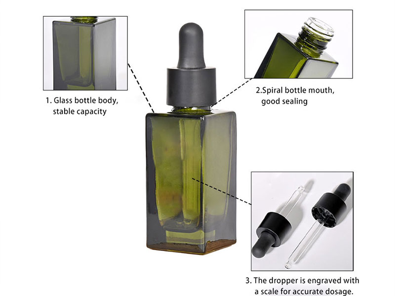 Glass bottle with glass dropper