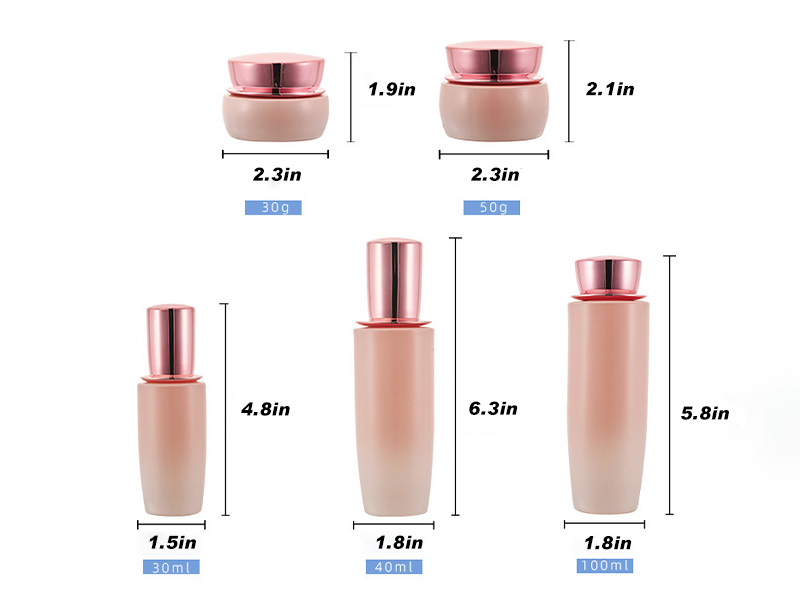 Pink Glass cosmetic bottles empty