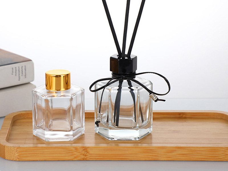 Transparent hexagonal aromatherapy perfume glass bottle