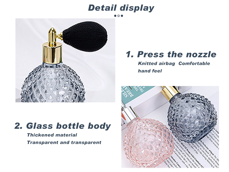 Exquisite Diamond  Glass Perfume Bottle with Atomizer