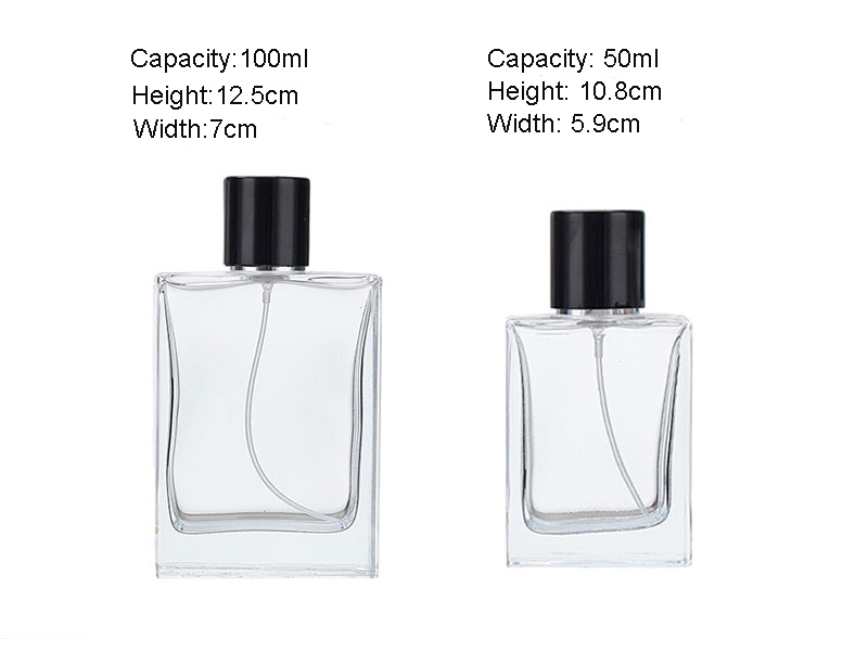 50-100ml Flat Square Screw Mouth Perfume Bottle Spray Bottle