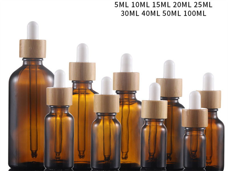 5-100ML Amber Bamboo Dropper Bottle