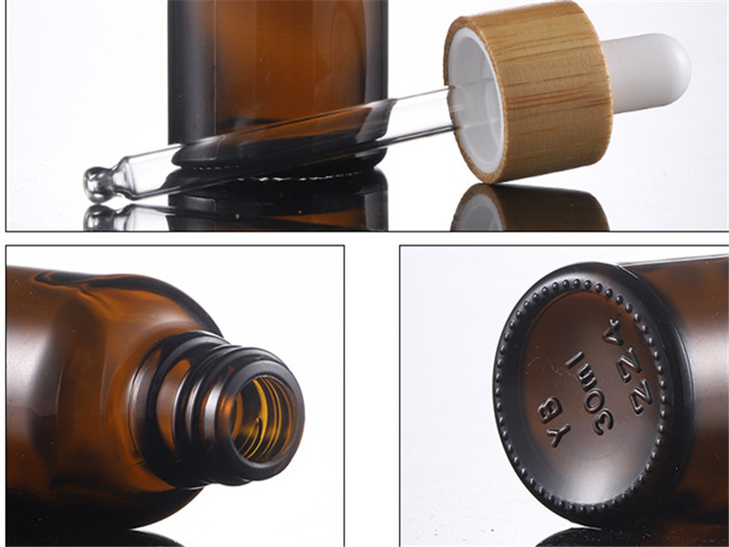 5-100ML Amber Bamboo Dropper Bottle