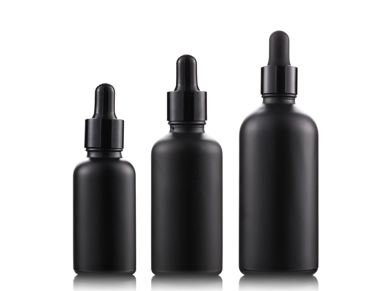 Matte Black Glass Dropper Bottles