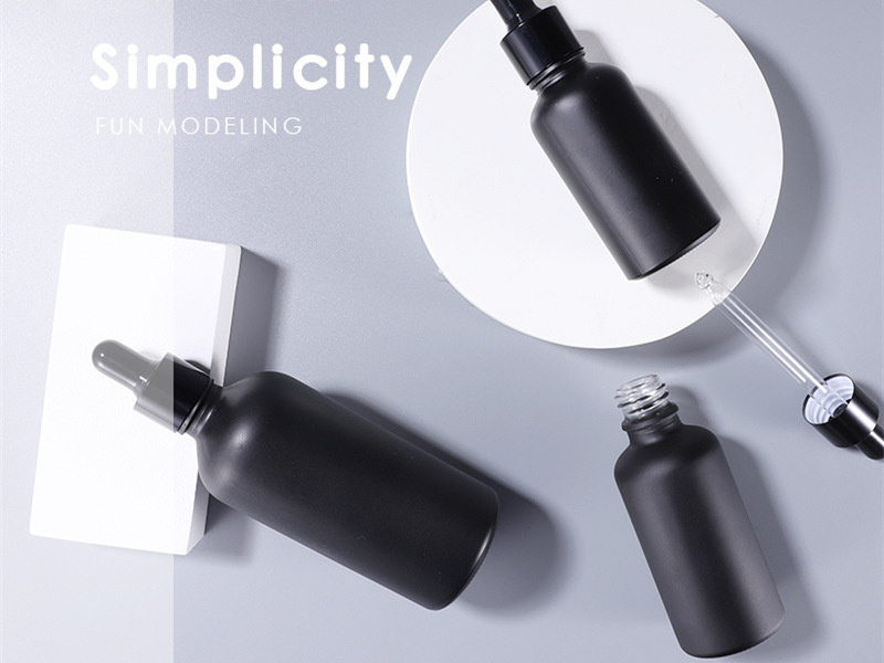 Matte Black Glass Dropper Bottles