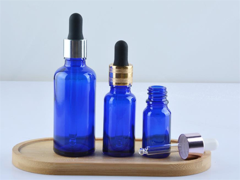 Blue Glass Dropper Bottles