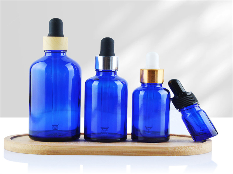 Blue Glass Dropper Bottles