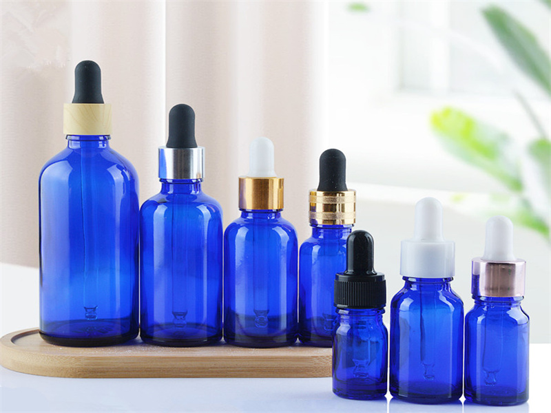 Blue Glass Dropper Bottles