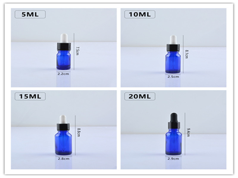 Blue Glass Dropper Bottles