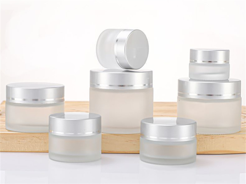 5-100g Frosted Glass Cream Jar With Lid