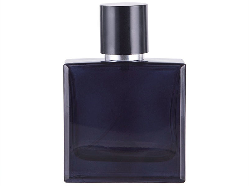 50ml dark blue flat square glass perfume bottle