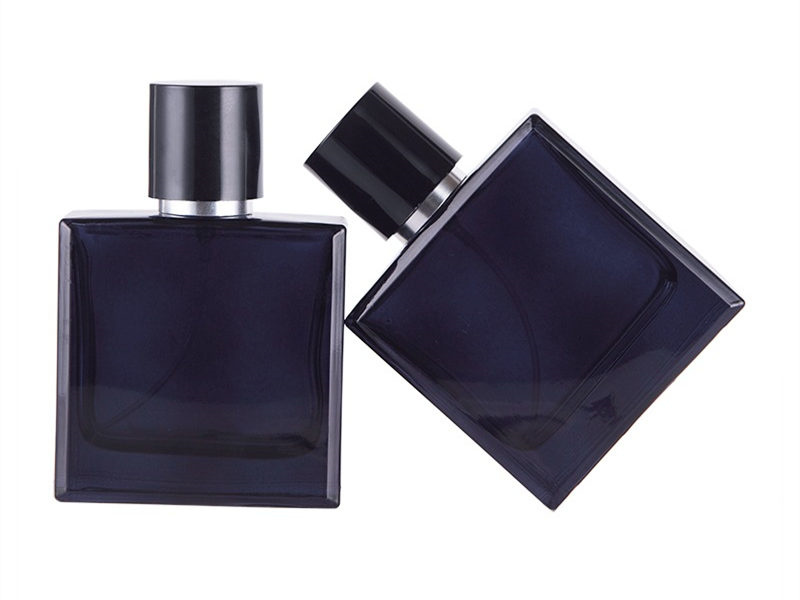 50ml dark blue flat square glass perfume bottle