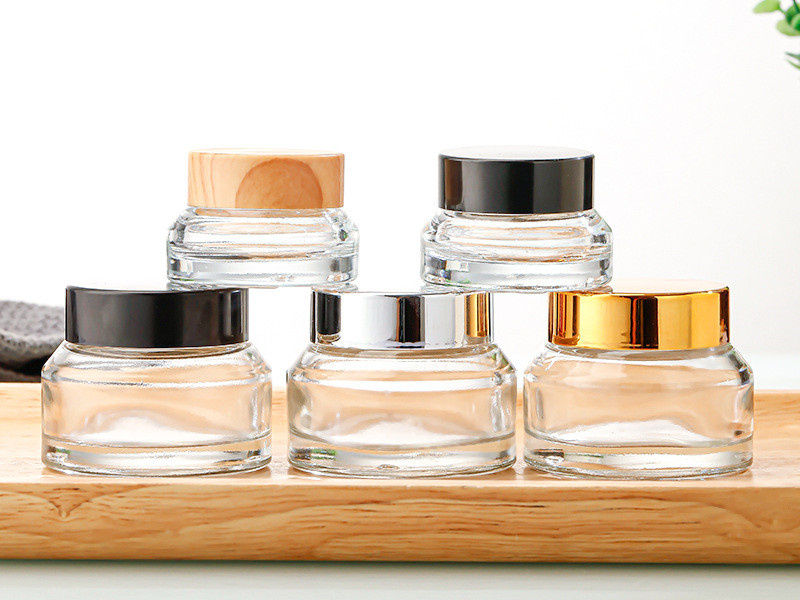 Wholesale transparent glass Face Cream Cosmetic Jar