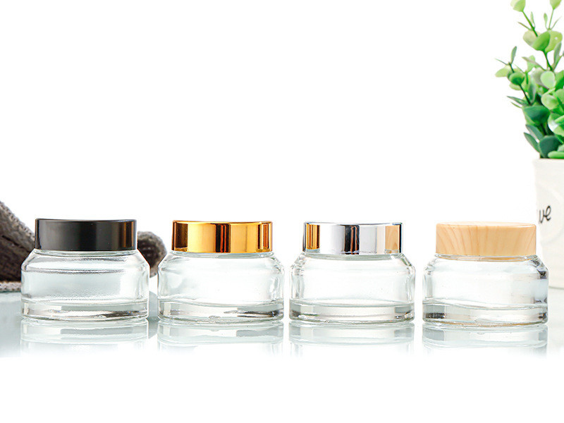 Wholesale transparent glass Face Cream Cosmetic Jar