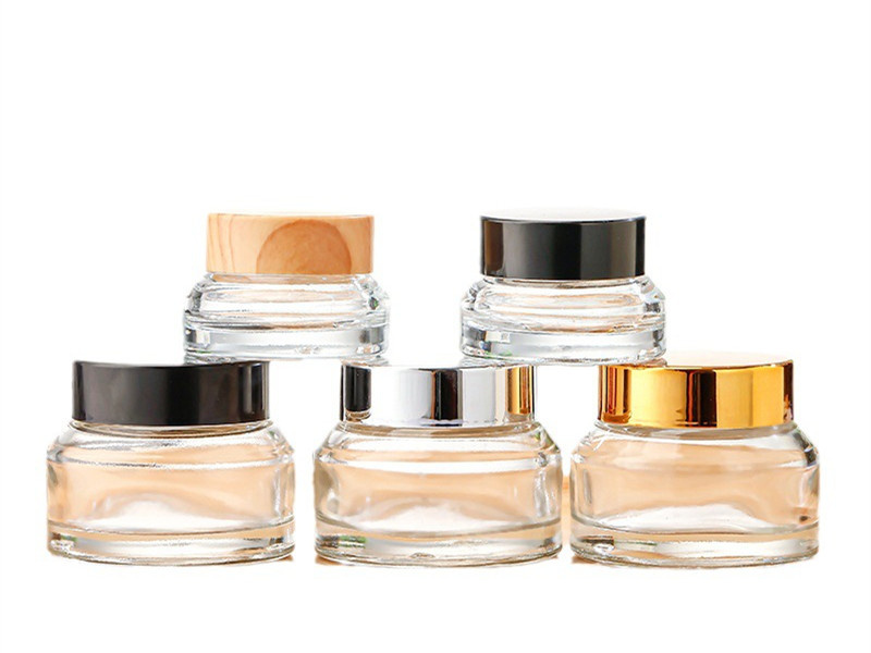 Wholesale transparent glass Face Cream Cosmetic Jar