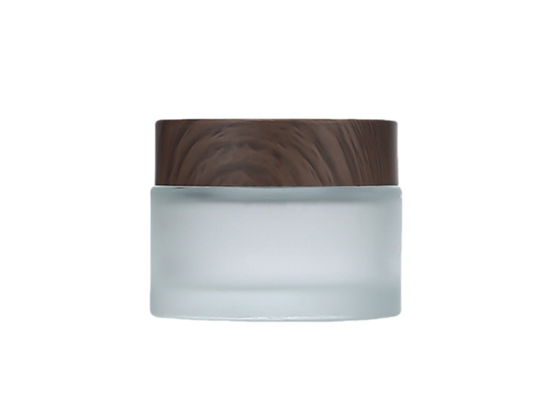 Gray wood grain cover glass Frosted Cosmetic Cream Jar