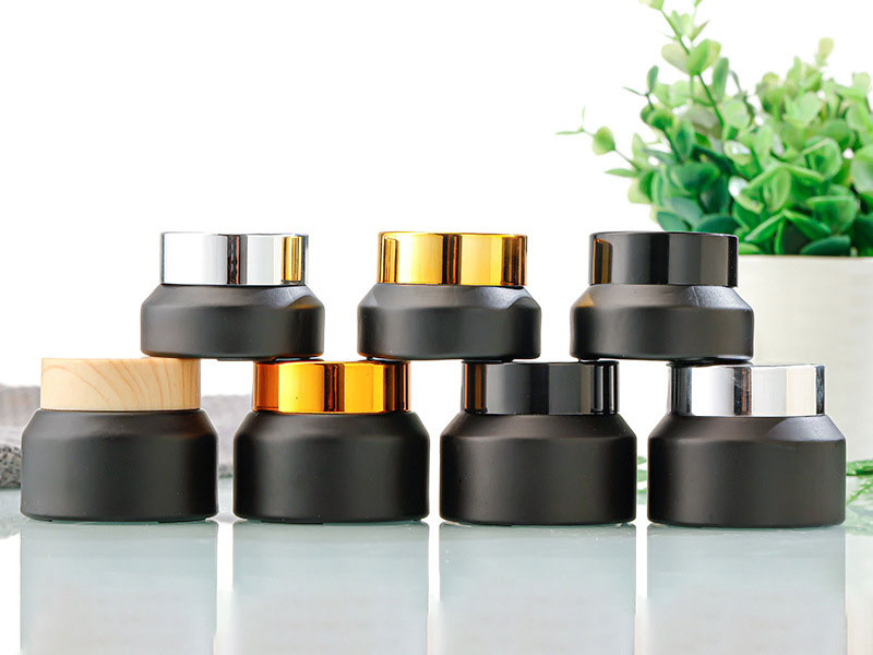 15-50g Matte Black Cream Jar Sample Bottle