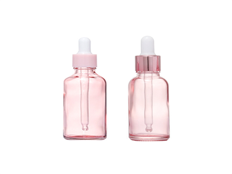 Transparent Glass Essential Oil Pink Dropper Bottles