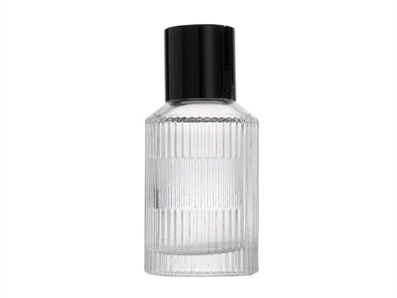 Round vertical pattern glass perfume spray bottle