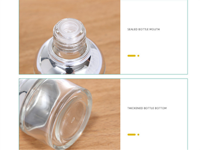 20-50ml transparent cosmetic glass bottle with plastic dropper