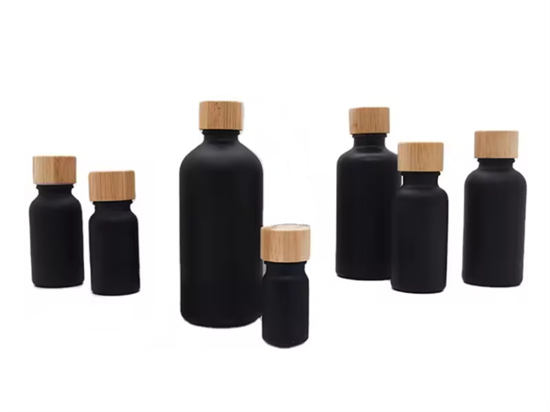 5-100ml Black Cosmetic Glass Packing Bottle With Cap