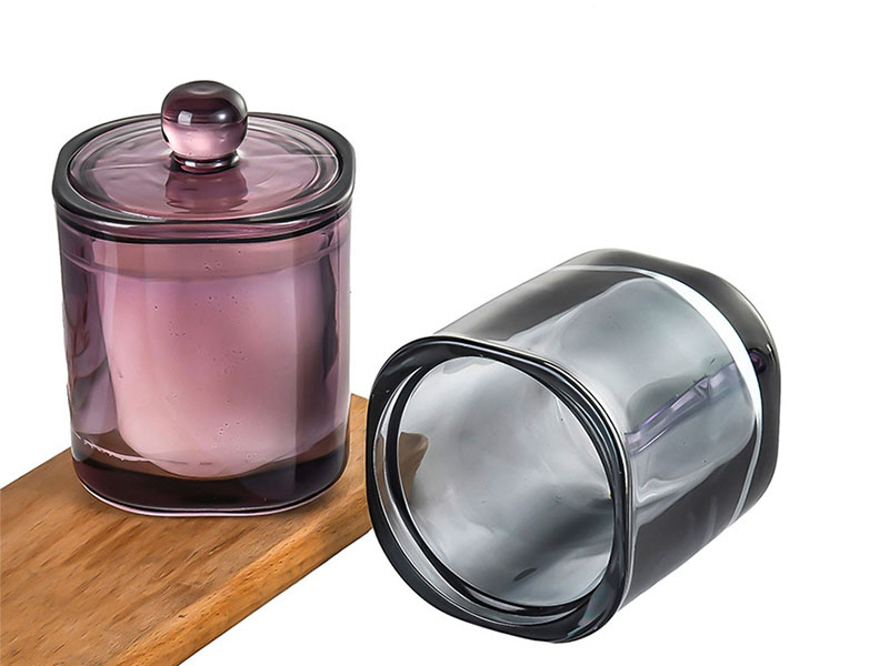 Multicolor glass candle jars with lids