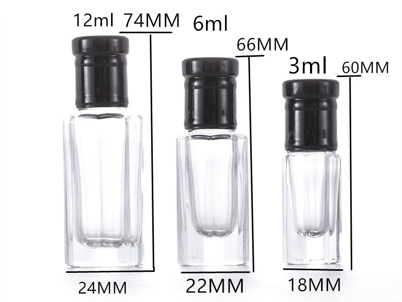 3-12ml Octagonal roller ball essential oil bottles