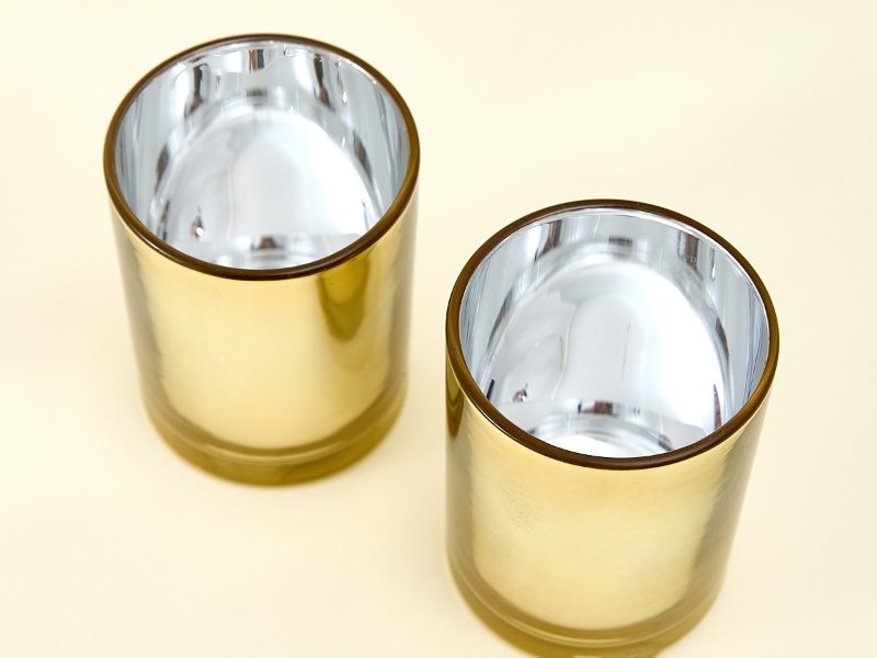 Electroplated gold candle jars with lids