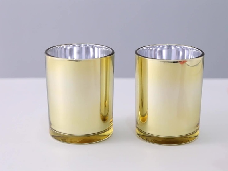 Electroplated gold candle jars with lids