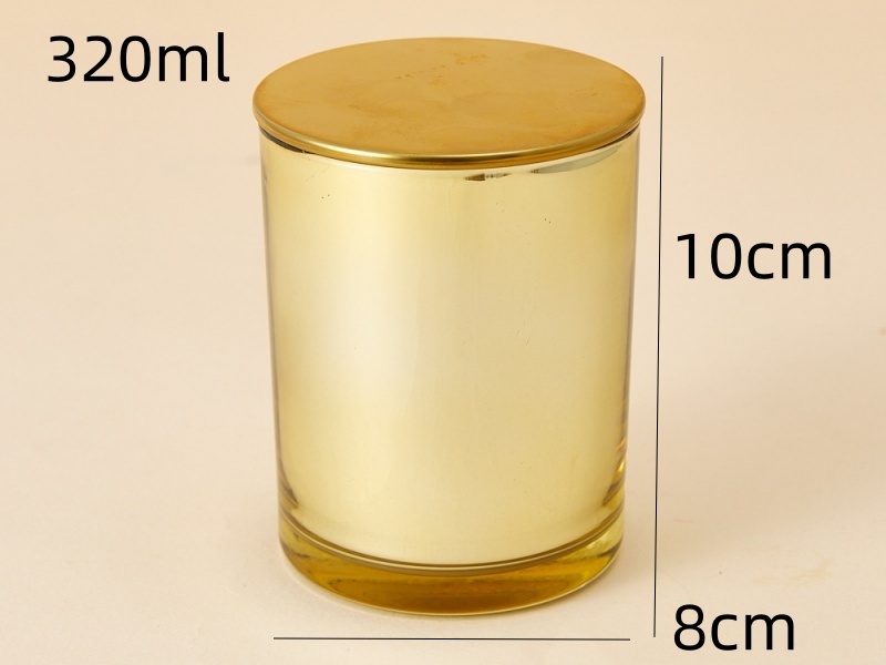 Electroplated gold candle jars with lids