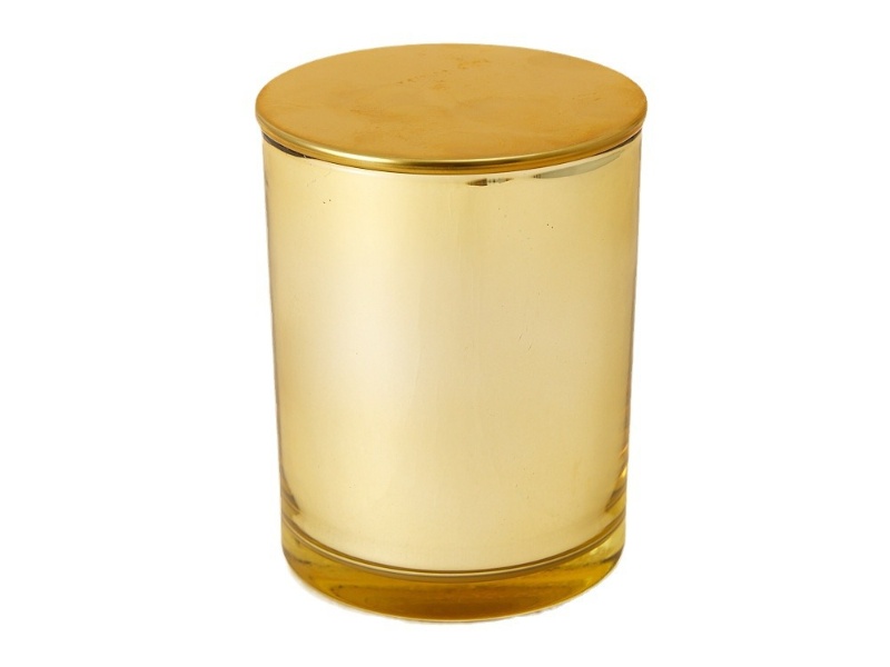 Electroplated gold candle jars with lids