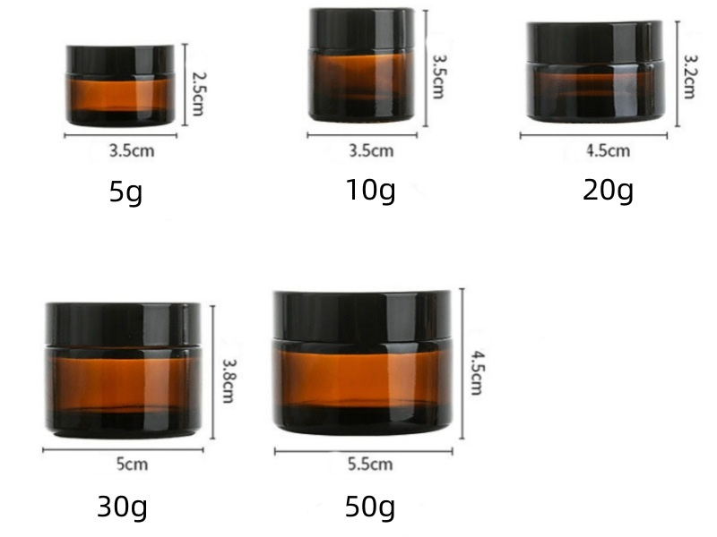 5-50g Amber Glass Cream Jar