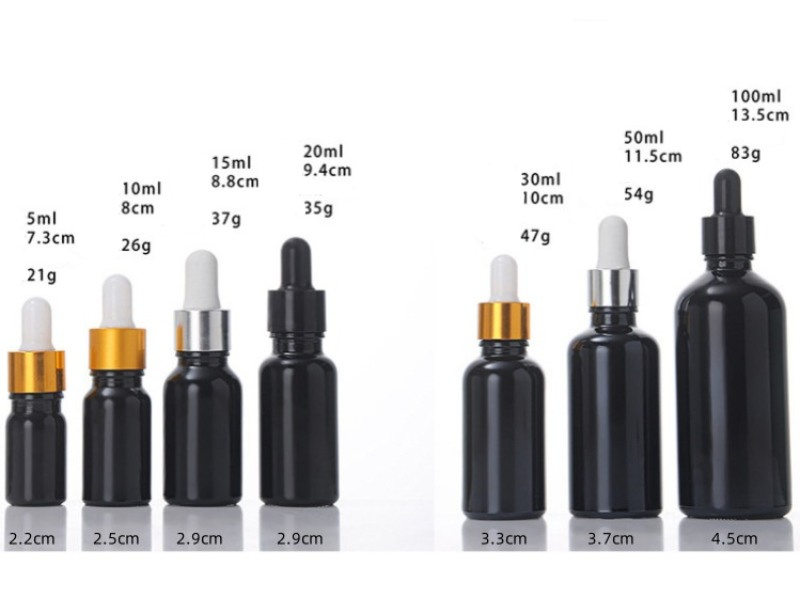 5-100ml Black Glass Dropper Bottles