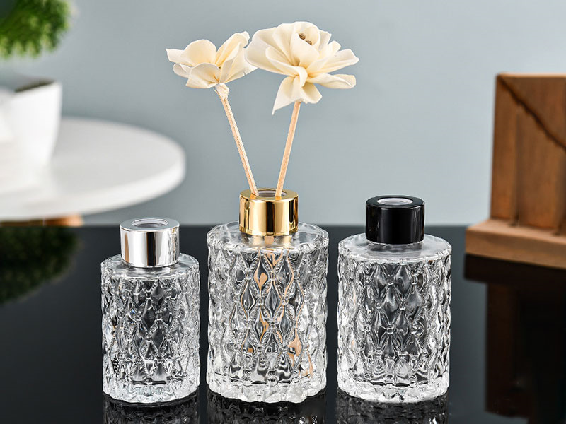 Diamond-Shaped Empty Glass Diffuser Bottles