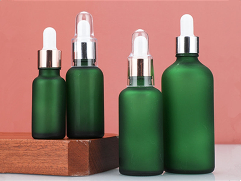 5-100ml Green Frosted Glass Dropper Bottles