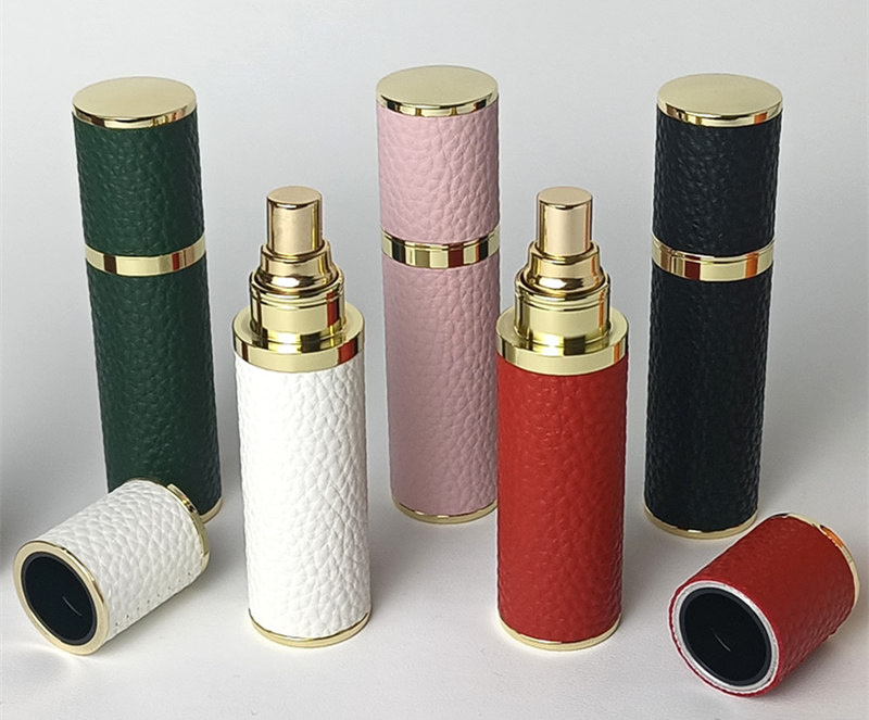 10ml gold and silver ring pattern leather perfume bottle