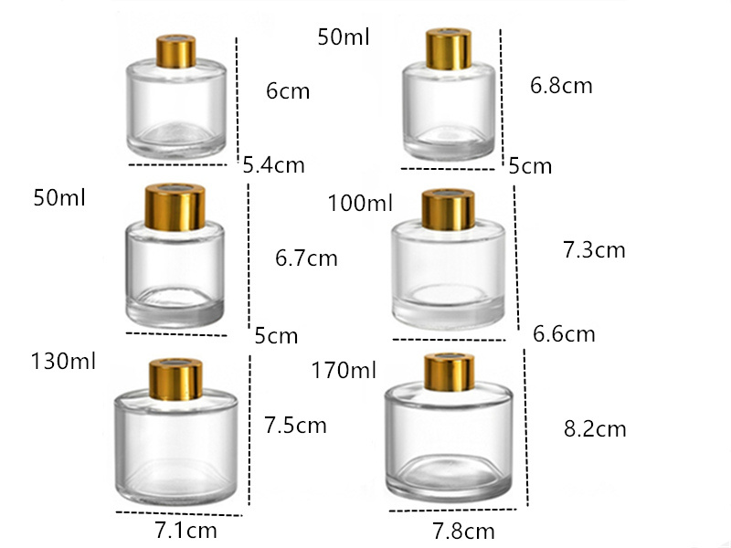 Transparent Glass Reed Diffuser Bottles With Caps