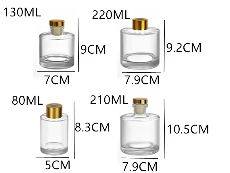 Transparent Glass Reed Diffuser Bottles With Caps