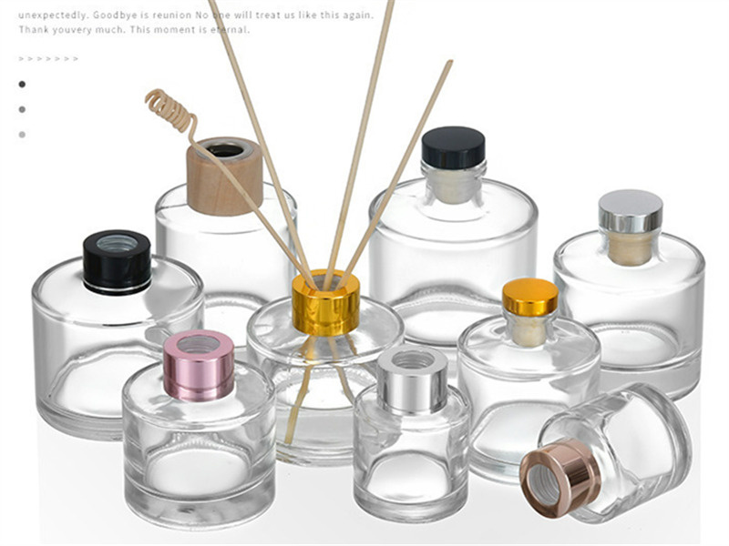 Transparent Glass Reed Diffuser Bottles With Caps