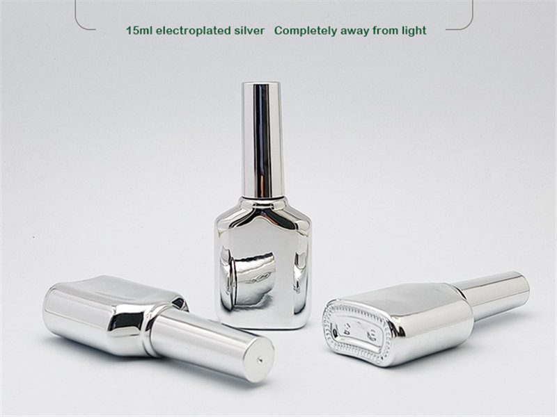 15ML Electroplated Silver Nail Polish Bottle