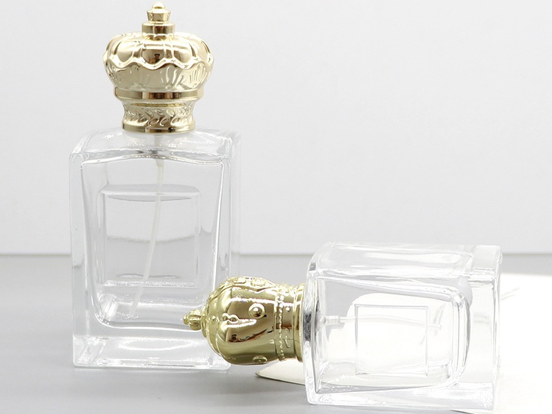 50ML 100ML Gold Cap Square Glass Perfume Bottles