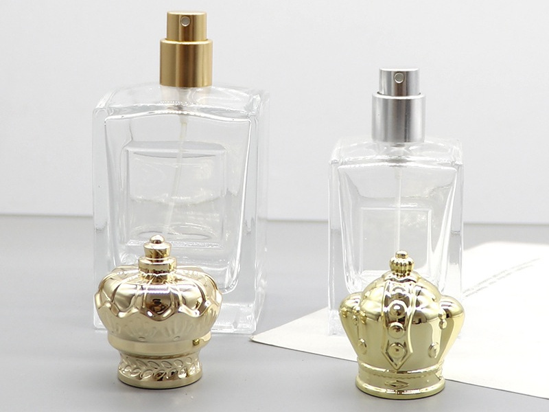 50ML 100ML Gold Cap Square Glass Perfume Bottles