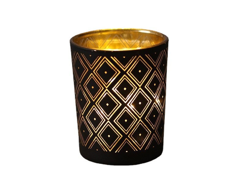 Modern small black glass candle jars