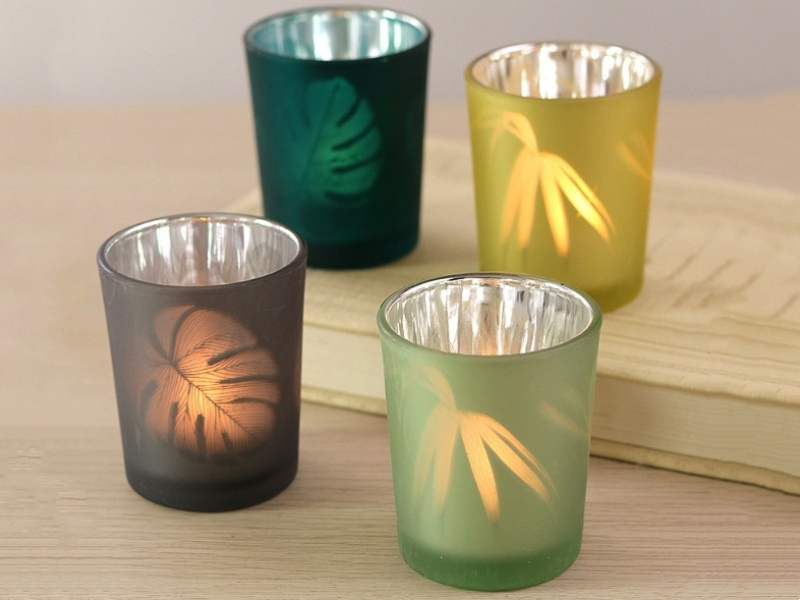 Electroplated frosted candle glass jars wholesale