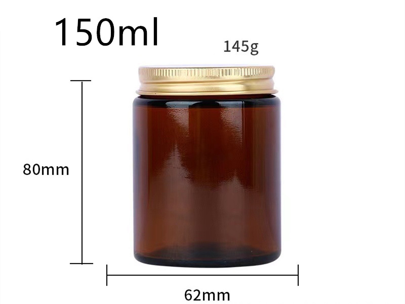 50-250ml amber glass candle jars with metal lids