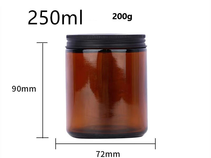 50-250ml amber glass candle jars with metal lids