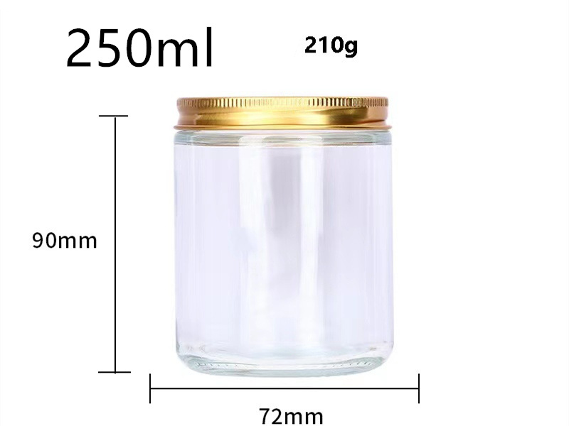 50-250ml amber glass candle jars with metal lids