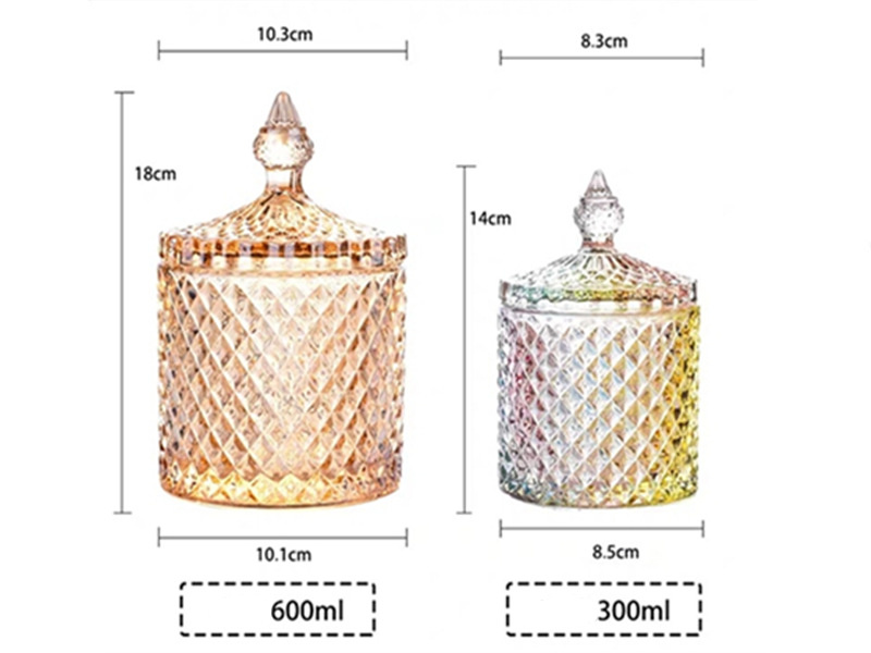 Colorful light luxury glass candle jars with lid