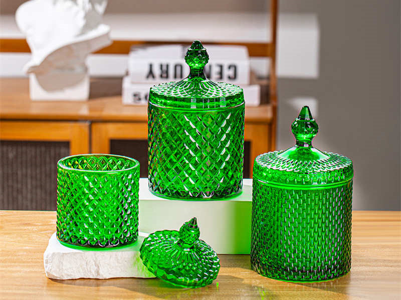 Colorful light luxury glass candle jars with lid